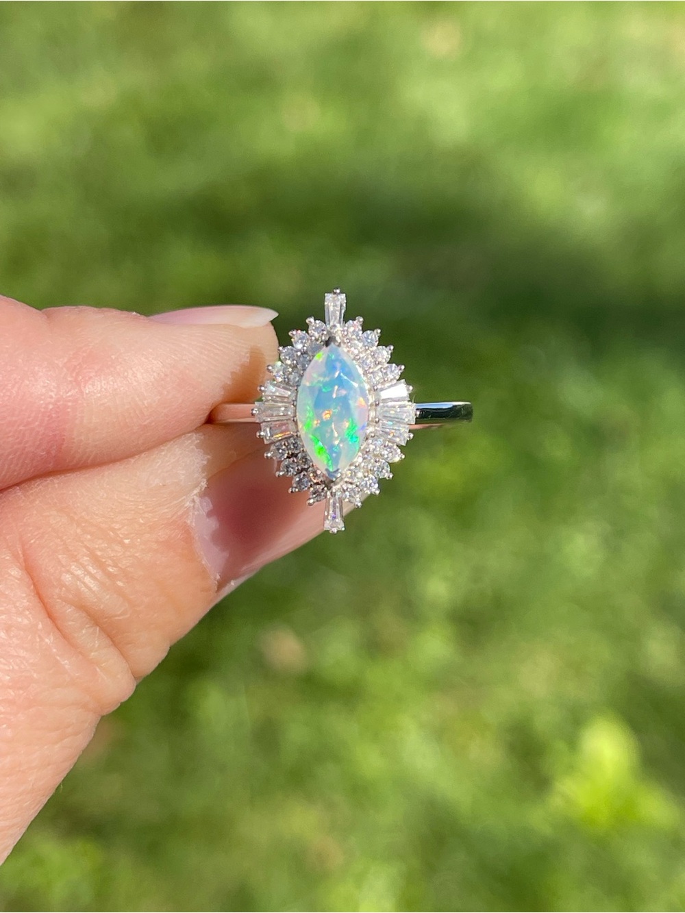 Marquise Ethiopian Welo Opal Ring